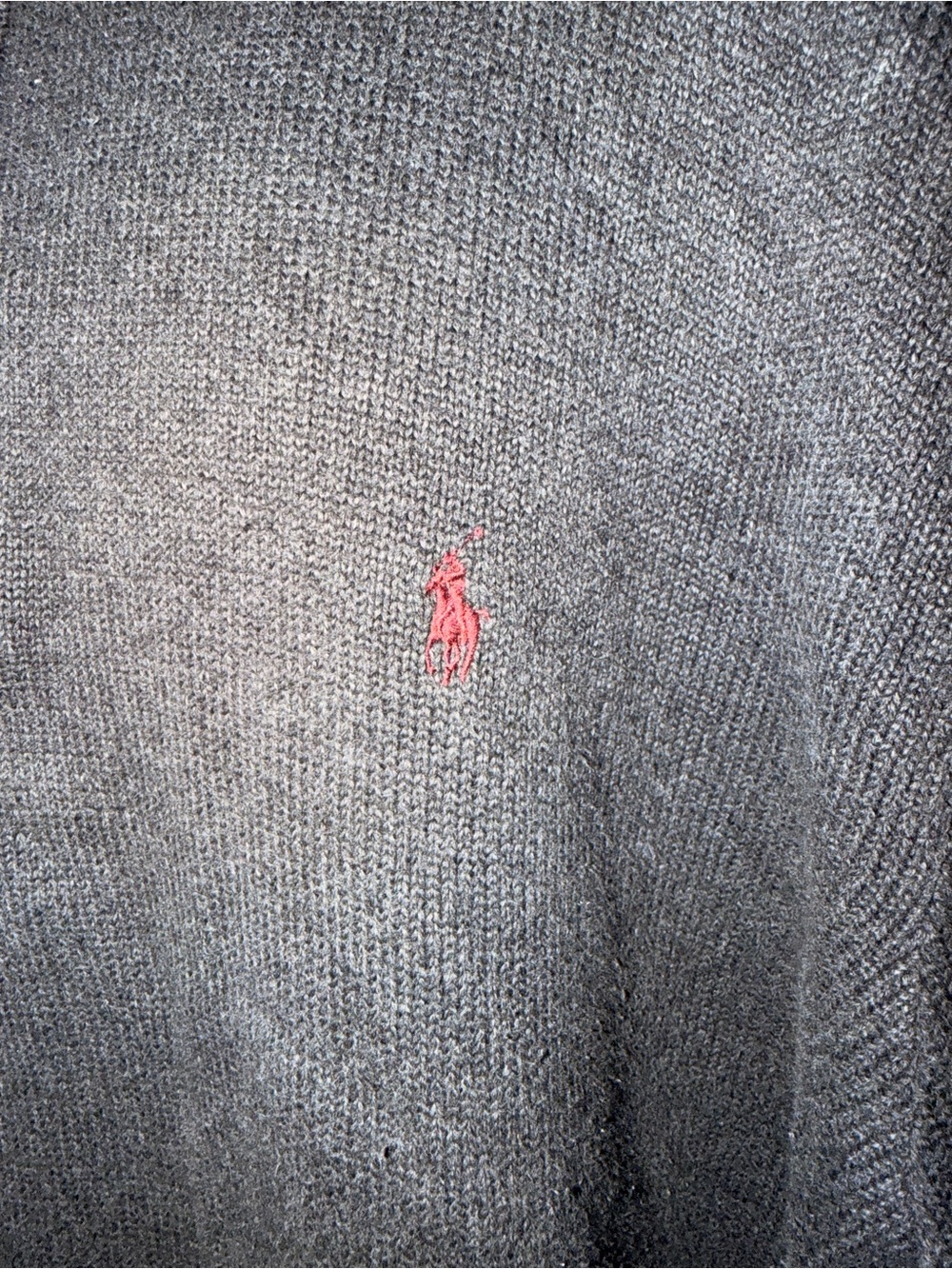 Ralph Lauren Dark Charcoal Half-Zip Sweater with Red Pony